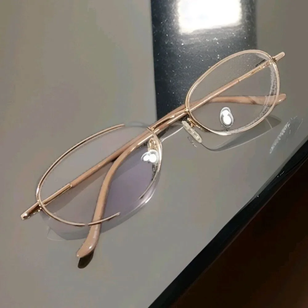 LRI R1002 Men's Gold Full Metal Rim Eyeglass Frames Only 53-18-135 Flex Hinge